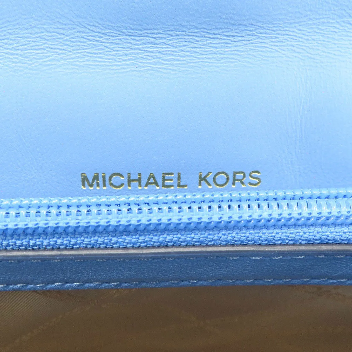 MICHAEL KORS Shoulder Bag leather blue Quilted Studded ChainShoulder Women Used