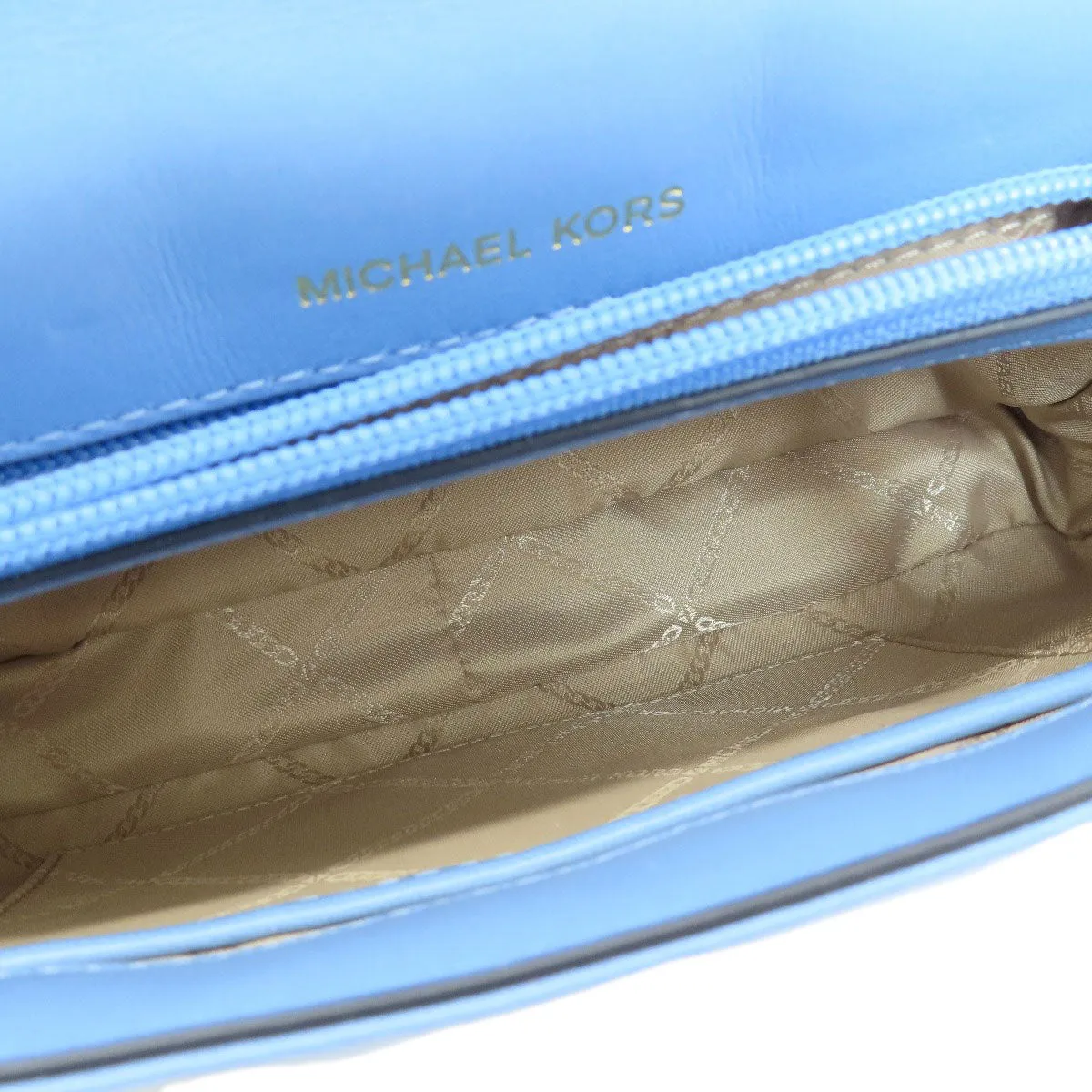 MICHAEL KORS Shoulder Bag leather blue Quilted Studded ChainShoulder Women Used