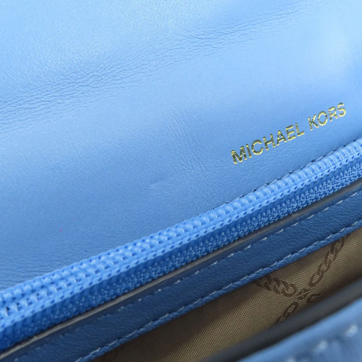 MICHAEL KORS Shoulder Bag leather blue Quilted Studded ChainShoulder Women Used