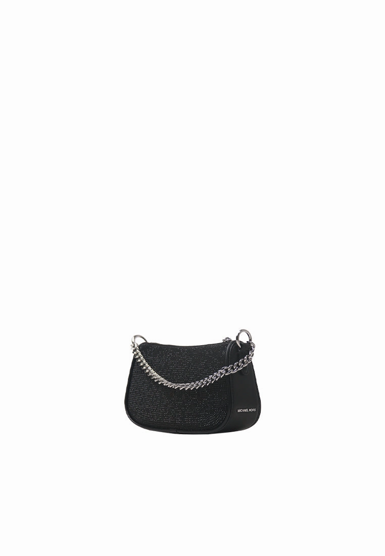 Michael Kors Carmela Small Pouchette Rhinestone Chain Shoulder Bag In Black 35F4S1QC1S