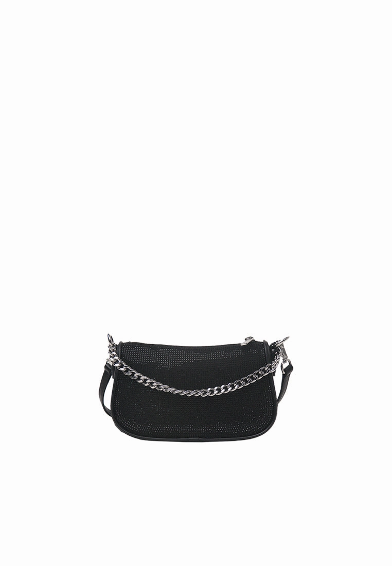 Michael Kors Carmela Small Pouchette Rhinestone Chain Shoulder Bag In Black 35F4S1QC1S