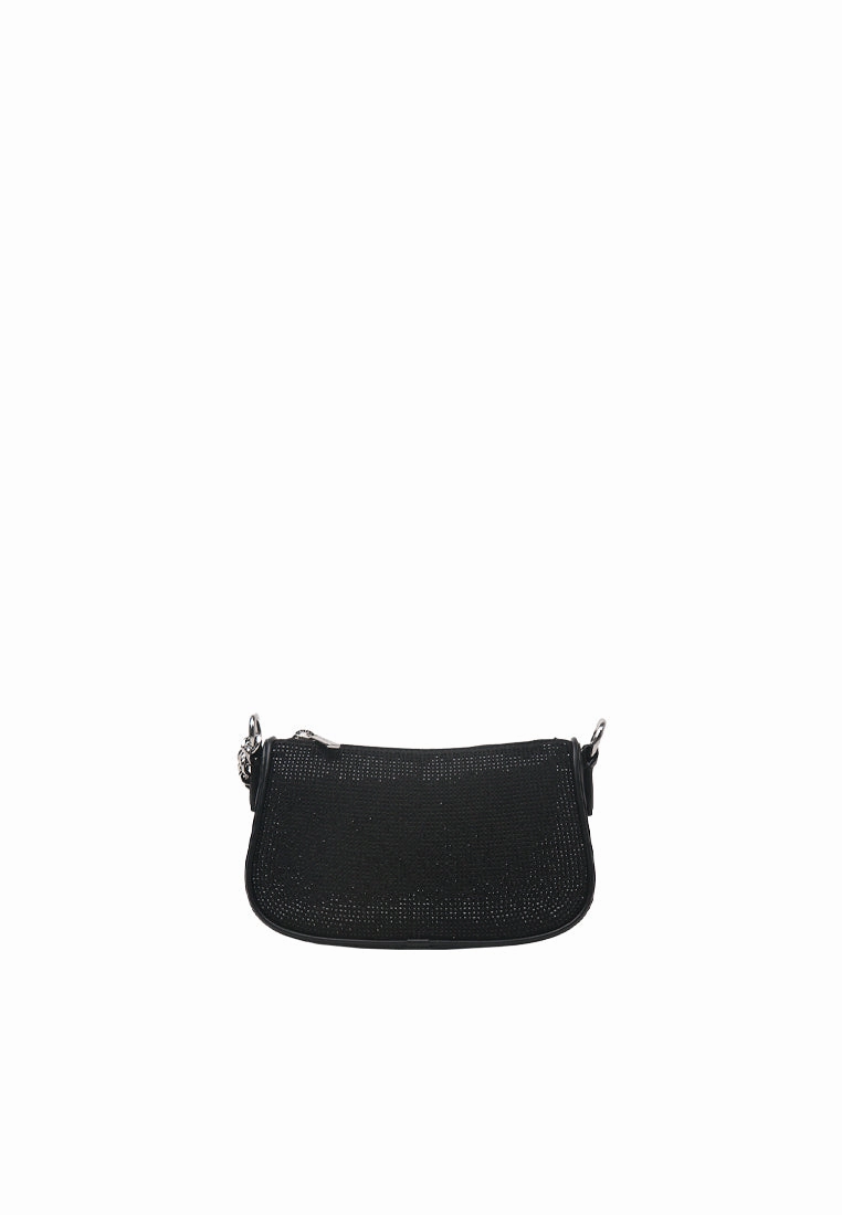 Michael Kors Carmela Small Pouchette Rhinestone Chain Shoulder Bag In Black 35F4S1QC1S