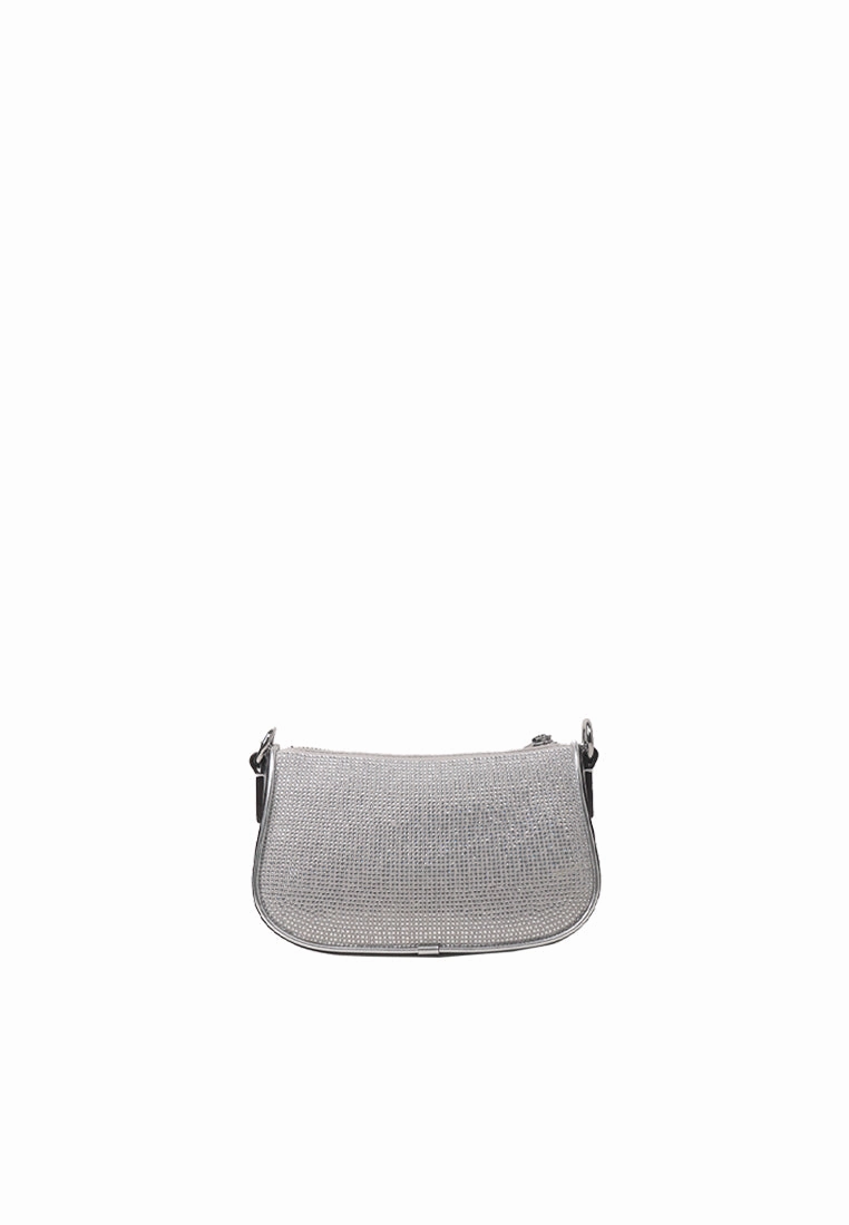 Michael Kors Carmela Small Pouchette Rhinestone Chain Shoulder Bag In Silver 35F4S1QC5S