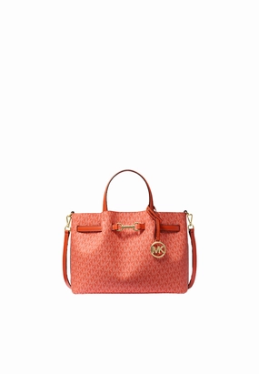 Michael Kors Carson Medium Satchel Bag Signature Logo In Red Clay 35S5G2ZS3V