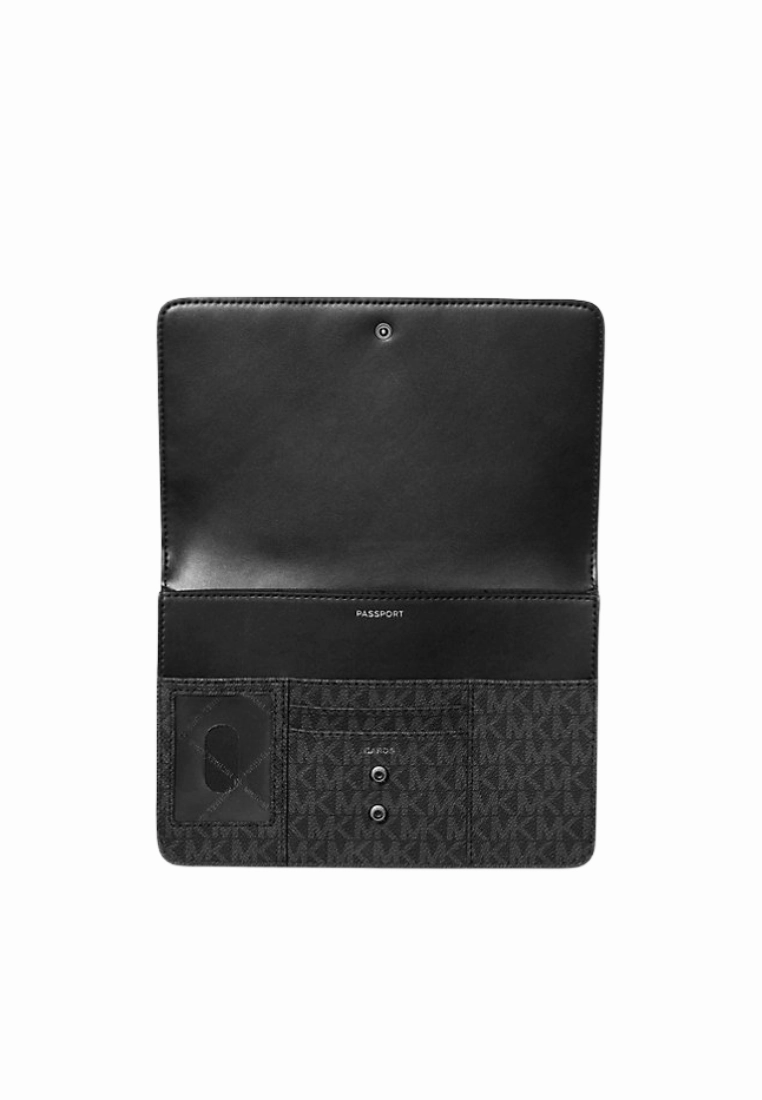 Michael Kors Cooper Large Embellished Signature Logo Passport Wallet In Black 36R5LC0F6B