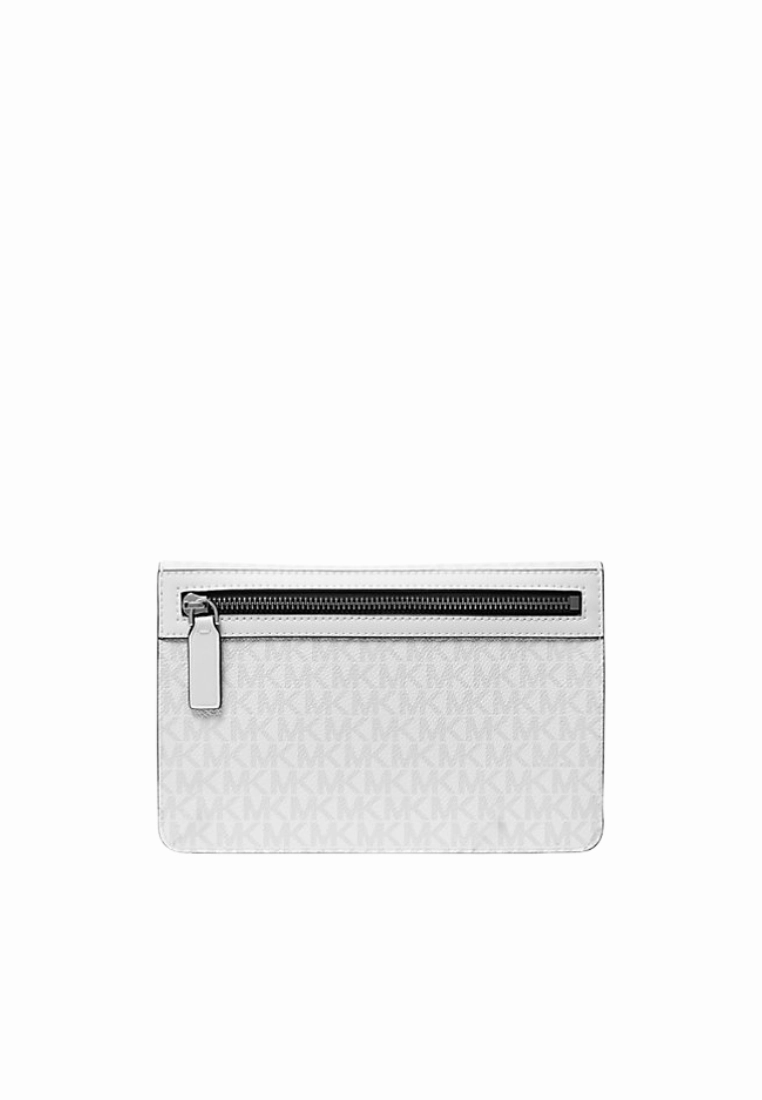 Michael Kors Cooper Large Embellished Signature Logo Passport Wallet In Bright White 36R5LC0F6B