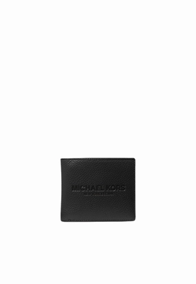 Michael Kors Cooper Pebbled Leather Billfold Wallet With Coin Pouch In Black 36S4LCOF3I