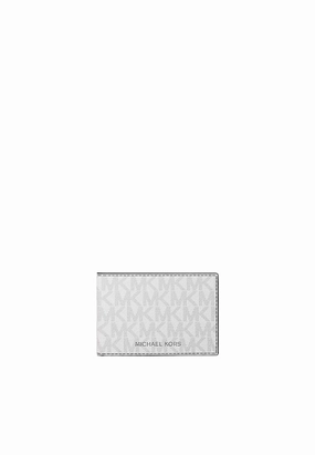 Michael Kors Cooper Signature Logo Wallet In Bright White 36S5LCOE6B
