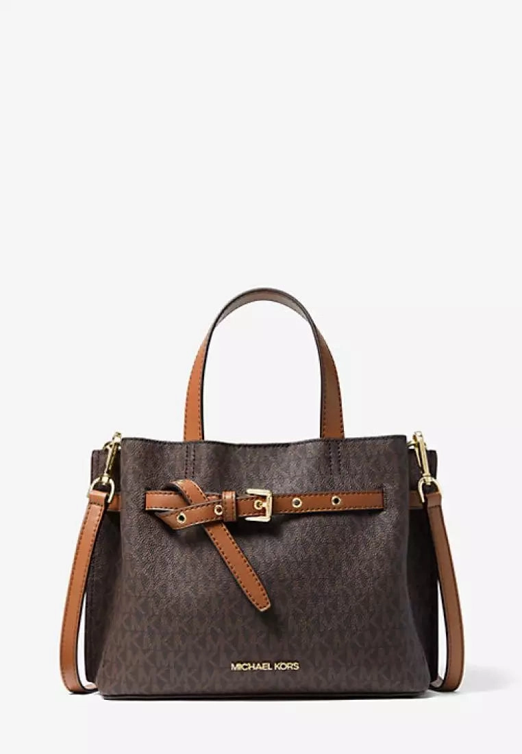 Michael Kors Emilia Satchel Small Logo Satchel Brown
