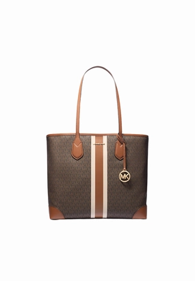 Michael Kors Eva Large Signature Logo Stripe Tote Bag In Brown 35R5GV0T7V