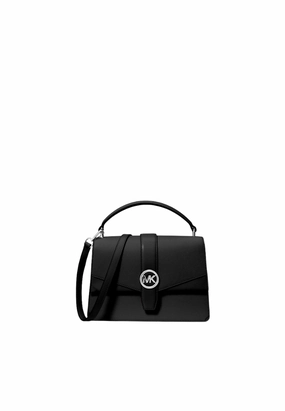 Michael Kors Greenwich Medium Satchel Bag In Black Noir 35S5Sgrs2L