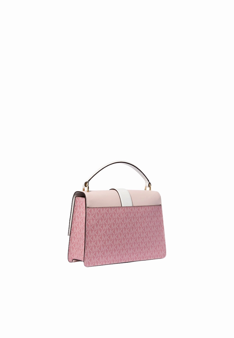 Michael Kors Greenwich Medium Satchel Bag Signature Logo In Powder Blush Multi 35S5Ggrs6V