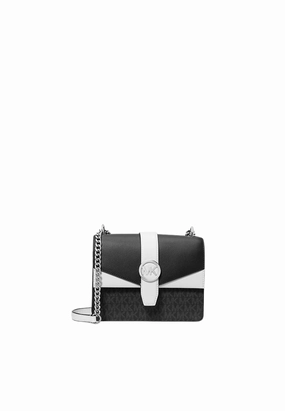 Michael Kors Greenwich Small Crossbody Bag Colour-Block Signature Logo In Black Noir Multi 35S5Sgrc1B