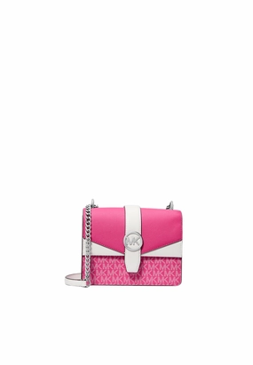 Michael Kors Greenwich Small Crossbody Bag Colour-Block Signature Logo In Dragon Fruit 35S5Sgrc5V