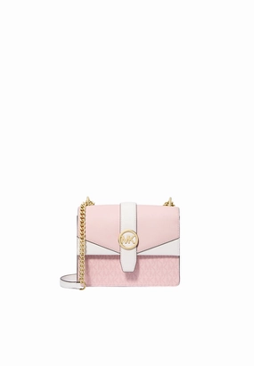 Michael Kors Greenwich Small Crossbody Bag Colour-Block Signature Logo In Powder Blush Multi 35S5Ggrc1B