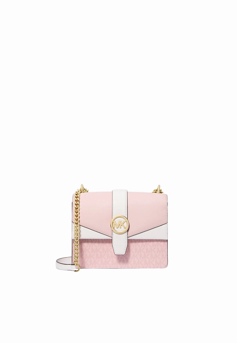 Michael Kors Greenwich Small Crossbody Bag Colour-Block Signature Logo In Powder Blush Multi 35S5Ggrc1B