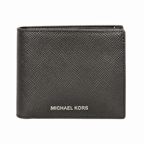 Michael Kors Harrison Leather Billfold Wallet With Passcase Black 36S4LHRF6L