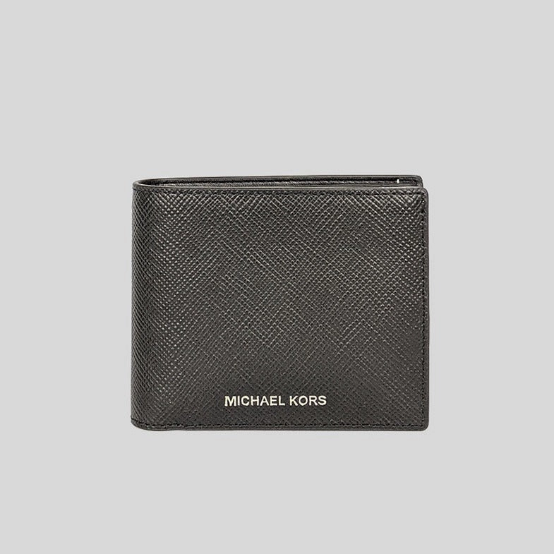 Michael Kors Harrison Leather Billfold Wallet With Passcase Black 36S4LHRF6L
