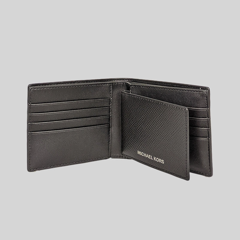 Michael Kors Harrison Leather Billfold Wallet With Passcase Black 36S4LHRF6L