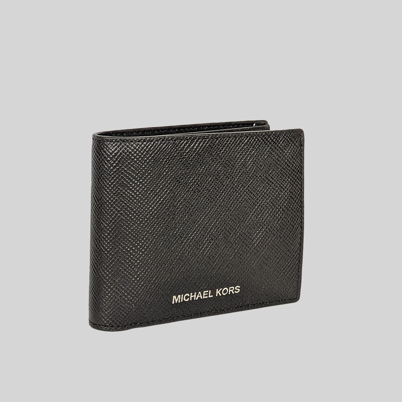 Michael Kors Harrison Leather Billfold Wallet With Passcase Black 36S4LHRF6L