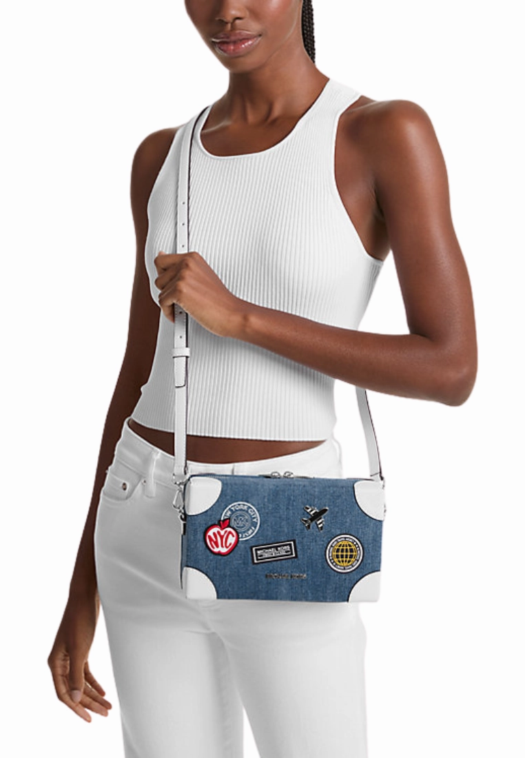 Michael Kors Jeanie Small Embellished Crossbody Bag In Denim 35R5S0JC3C