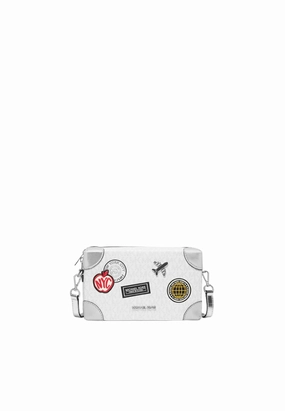 Michael Kors Jeanie Small Embellished Signature Logo Crossbody Bag In Optic White 35R5S0JC1L