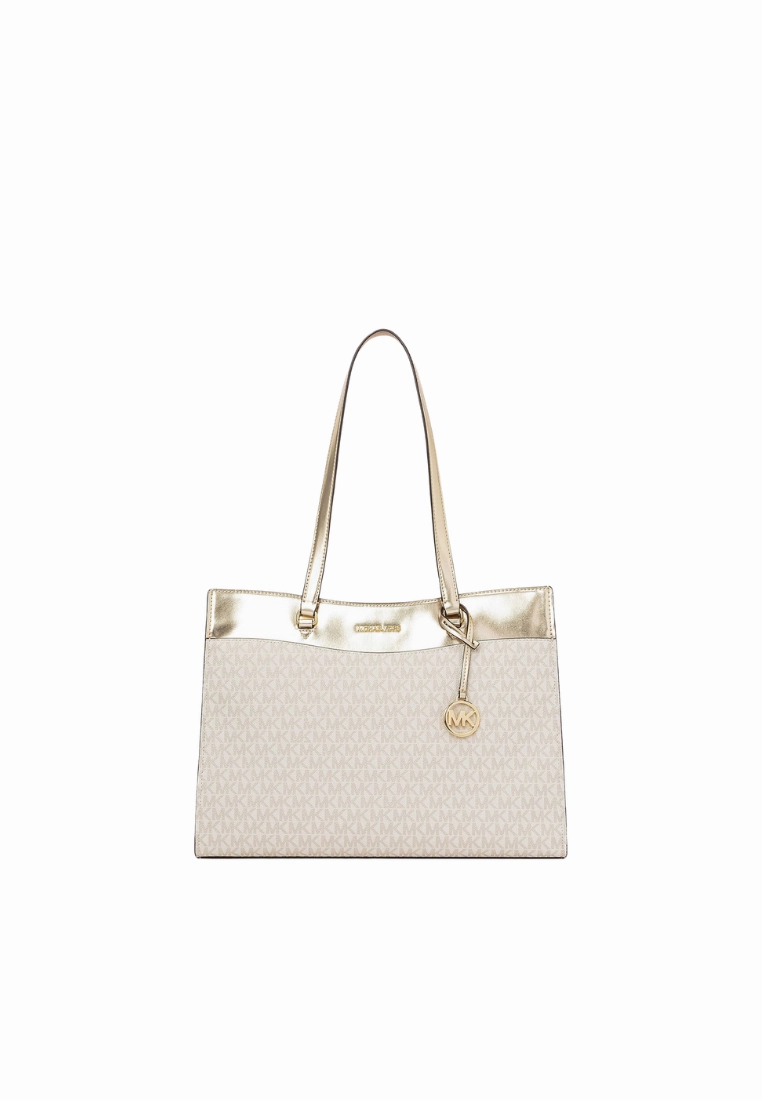 Michael Kors Jet Set Tote Bag Large Logo Functional Pockets In Pale Gold 35F4GTVT3V