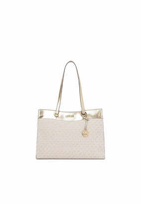 Michael Kors Jet Set Tote Bag Large Logo Functional Pockets In Pale Gold 35F4GTVT3V
