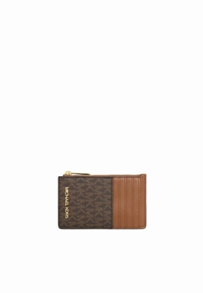 Michael Kors Jet Set Travel Card Case Medium Card Case Signature In Brown 35F2GTVD2B