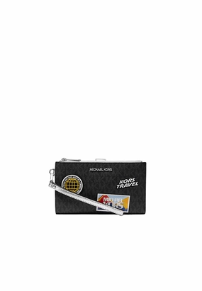 Michael Kors Jet Set Travel Large Embellished Signature Logo Wristlet In Black 35R5STVW3B