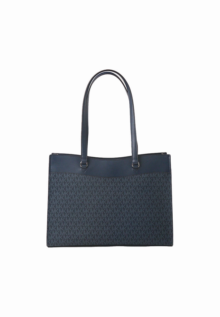 Michael Kors Jet Set Travel Large Signature Logo Pocket Tote Bag In Admiral 35F4STVT9B