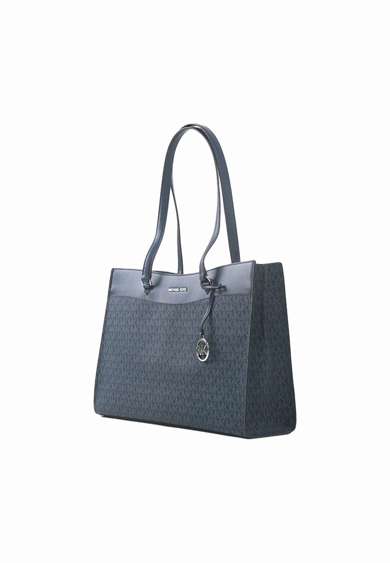 Michael Kors Jet Set Travel Large Signature Logo Pocket Tote Bag In Admiral 35F4STVT9B