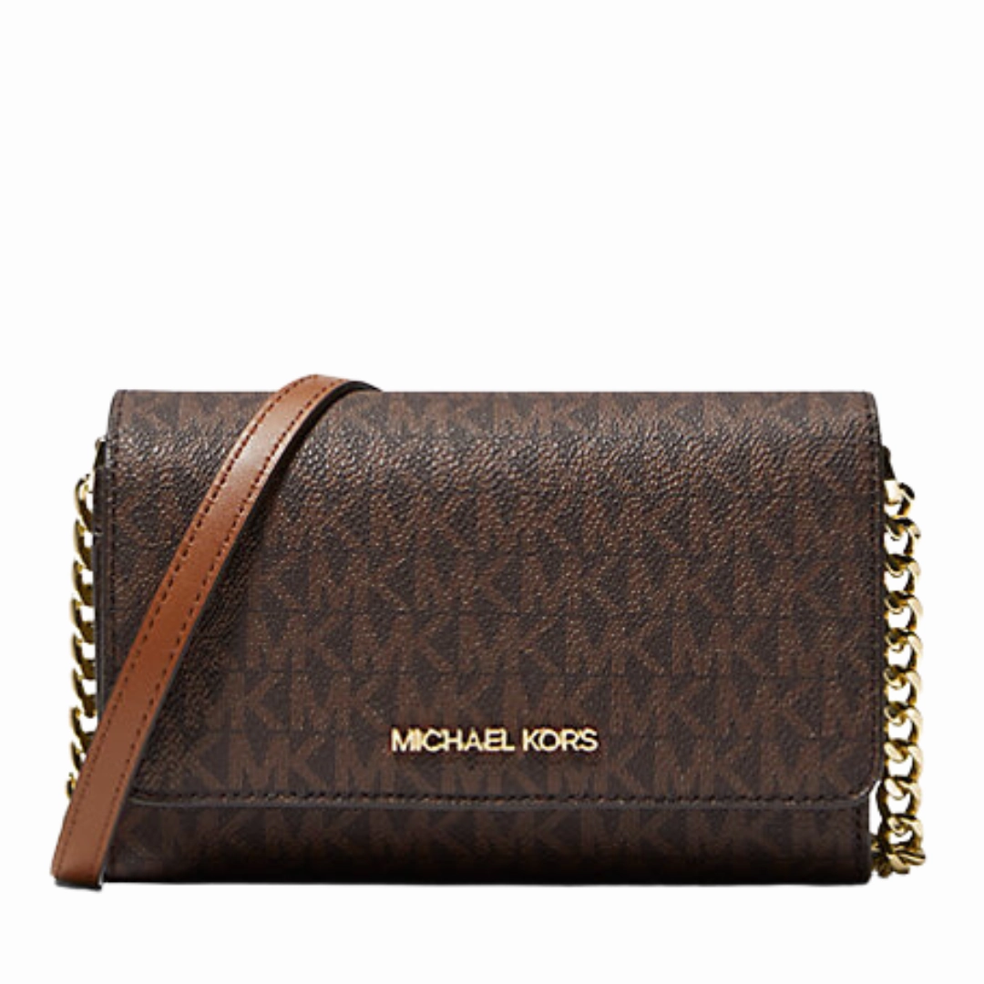Michael Kors Jet Set Travel Medium Multifunction Phone Crossbody 35F0GTVC8B Brown
