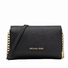 Michael Kors Jet Set Travel Medium Multifunction Phone Crossbody Black 35S0GTVC2L