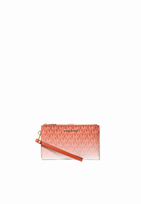 Michael Kors Jet Set Travel Ombre Large Double Zip Wristlet In Red Clay 35S5Gtvw3B