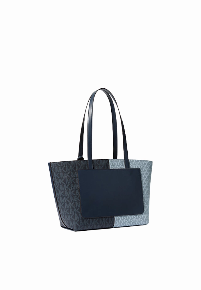 Michael Kors Jet Set Travel Tote Bag Medium Two-Tone Logo In Navy Multi 35F4Stvt8B