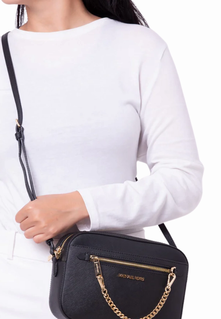 Michael Kors Large Jet Set EW Chain 35S1GTTC7L Crossbody Bag In Black