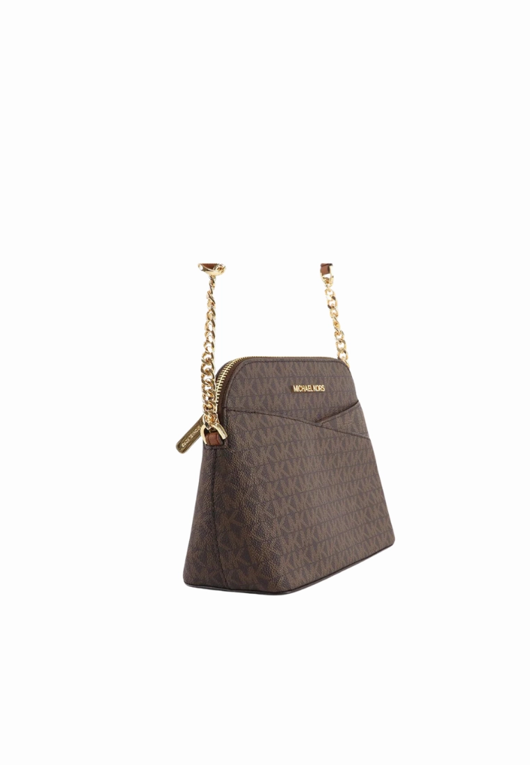 Michael Kors Medium Signature Dome 35F1GTVC6B Crossbody Jet Set Travel Bag In Brown Acorn
