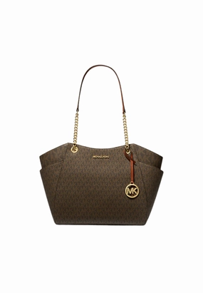 Michael Kors Pratt Large Chain Handbag Tote Bag In Brown 35S4GTVT3B