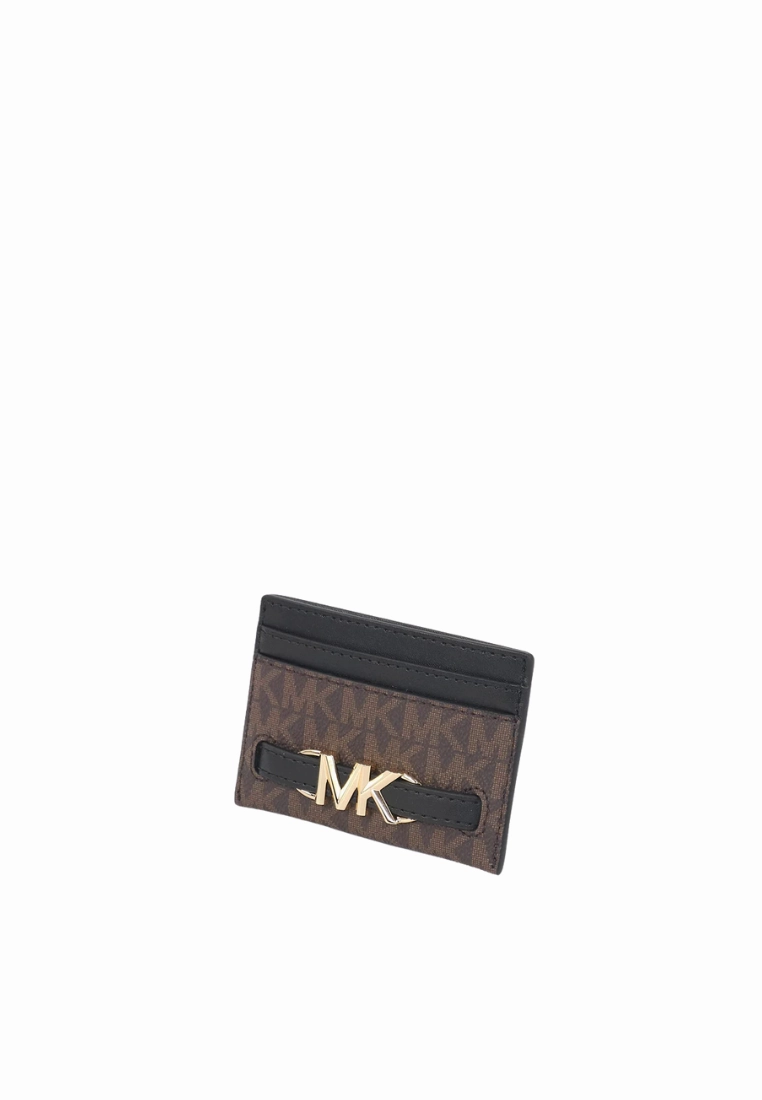Michael Kors Reed Card Case Logo In Brown Black 35S3G6RD3B