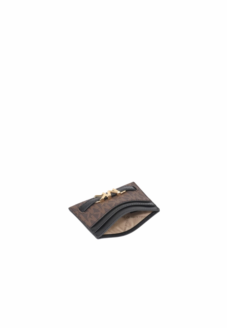 Michael Kors Reed Card Case Logo In Brown Black 35S3G6RD3B