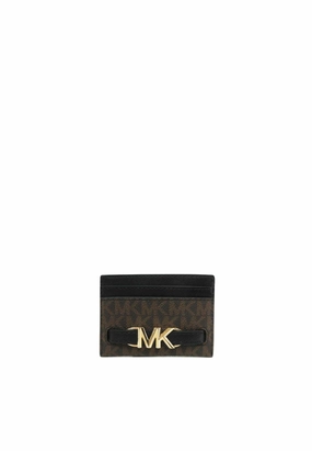 Michael Kors Reed Card Case Logo In Brown Black 35S3G6RD3B