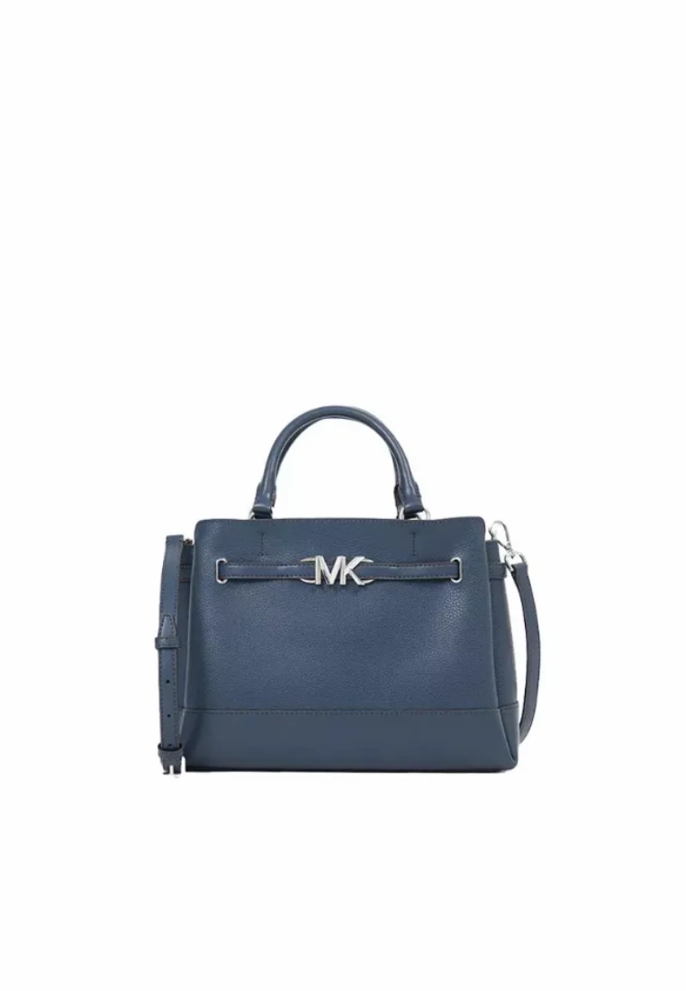 Michael Kors Reed Large Leather Satchel Bag In Navy 35S3S6RS3T