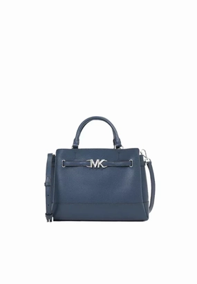 Michael Kors Reed Large Leather Satchel Bag In Navy 35S3S6RS3T
