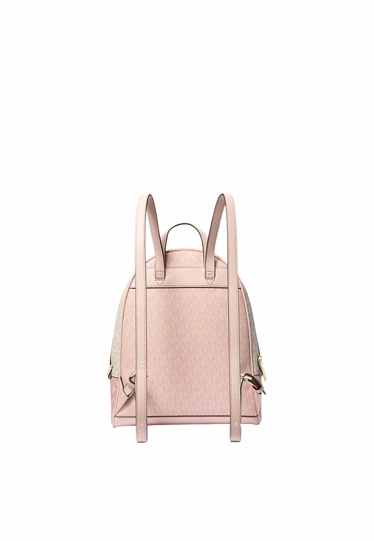 Michael Kors Rhea Medium Backpack Signature Logo In Powder Blush Multi 35S5Grab6V
