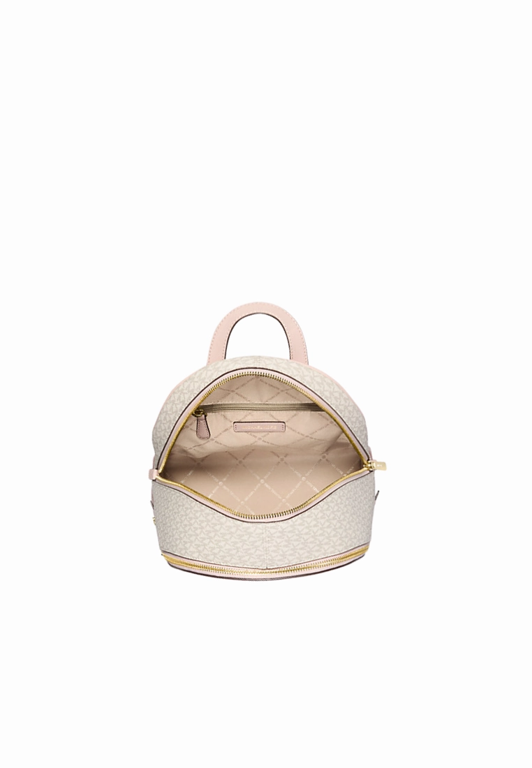 Michael Kors Rhea Medium Backpack Signature Logo In Powder Blush Multi 35S5Grab6V
