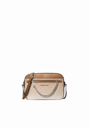 Michael Kors Signature Logo Ombre Jet Set Large Crossbody Bag In Husk 35R5STTC9V