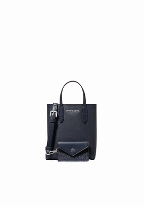 Michael Kors Vincent Extra Small Logo Crossbody Bag With Card Holder In Navy Bleu Marine 35F4S2VC0T
