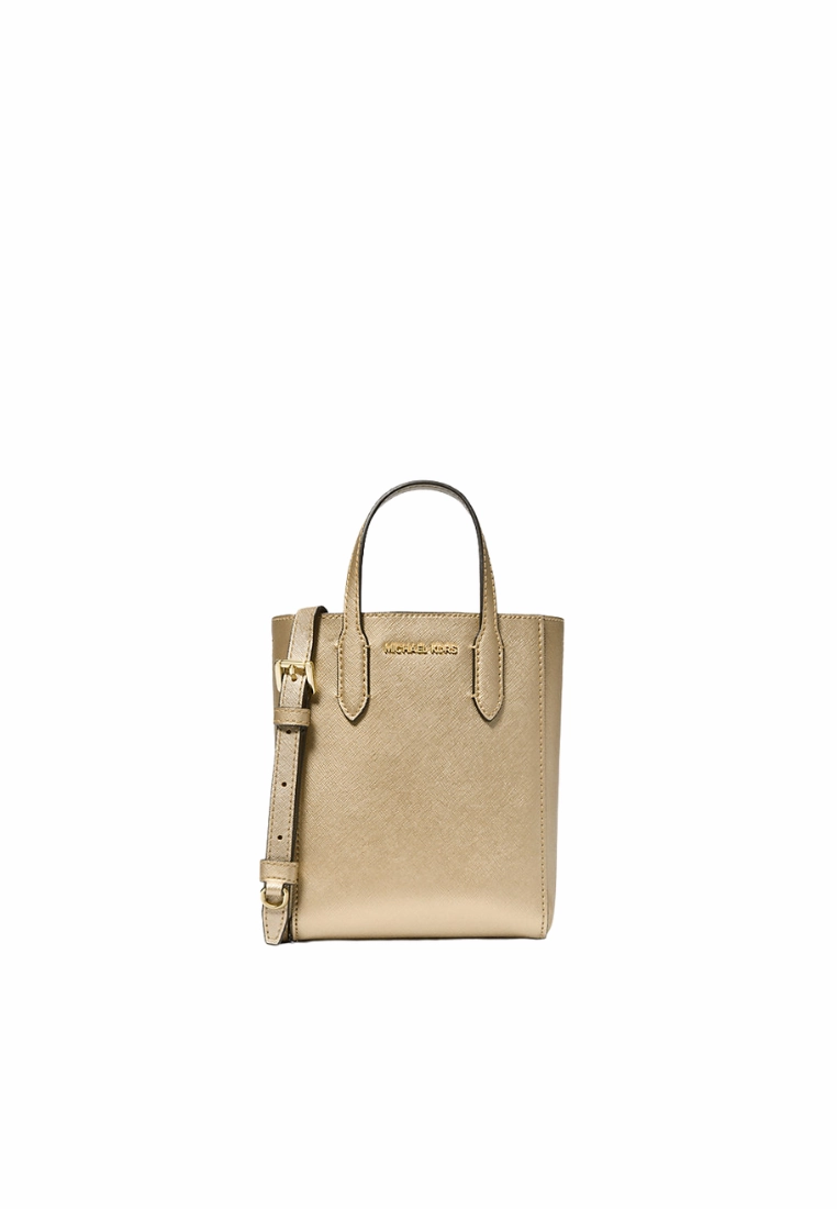 Michael Kors Vincent Extra-Small Metallic Crossbody Bag With Logo Card Case In Pale Gold 35F4G2VC0M