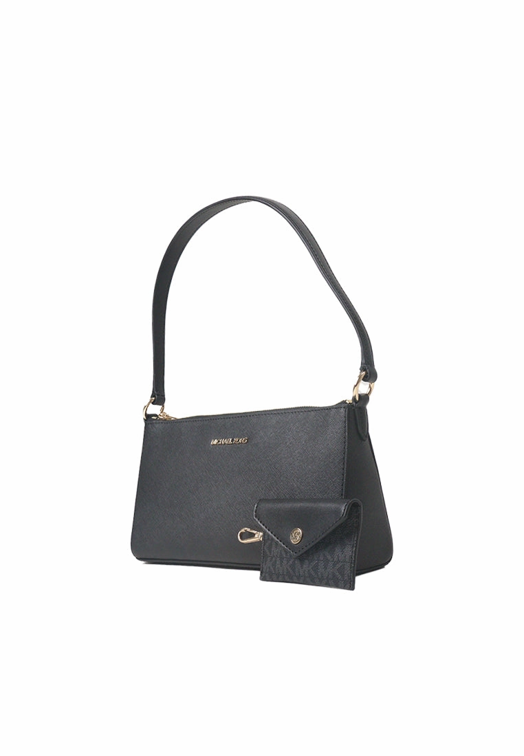 Michael Kors Vincent Pochette Shoulder Bag With Signature Logo Card Case In Black Noir 35F4G2VC6L